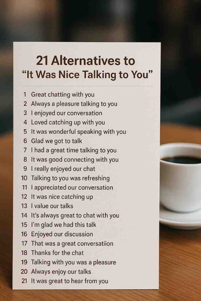 21 Alternatives to “It Was Nice Talking to You”