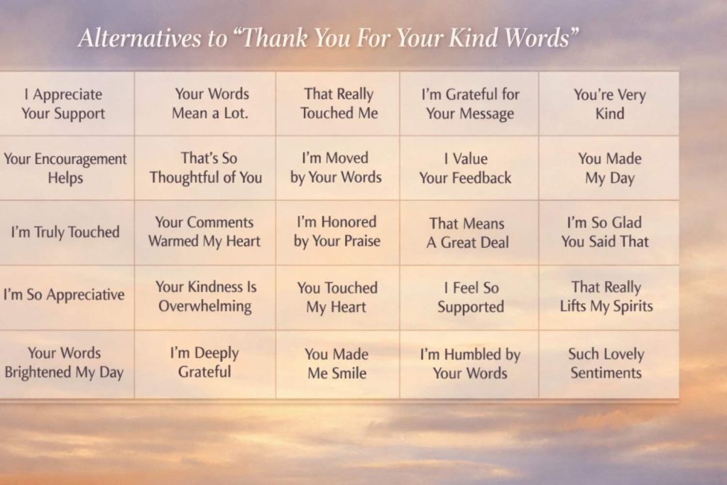 22 Alternatives to “Thank You For Your Kind Words”